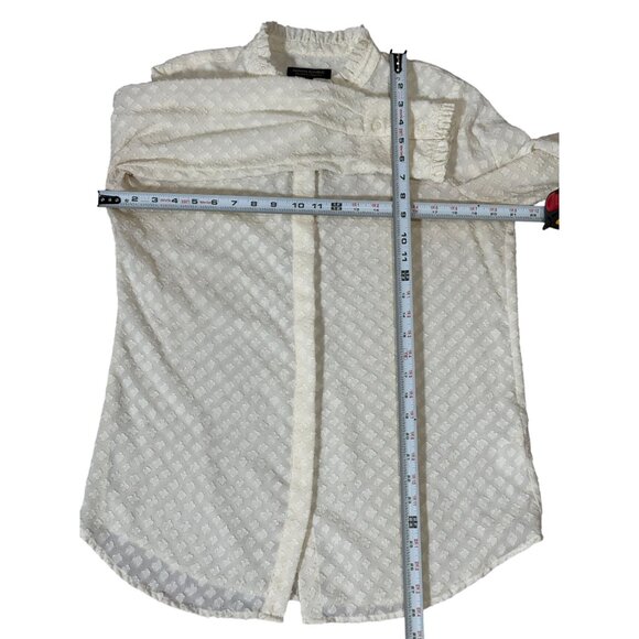 Banana Republic Womens Dillon Classic Fit Ruffle Collar Blouse M White Beach - Picture 9 of 12